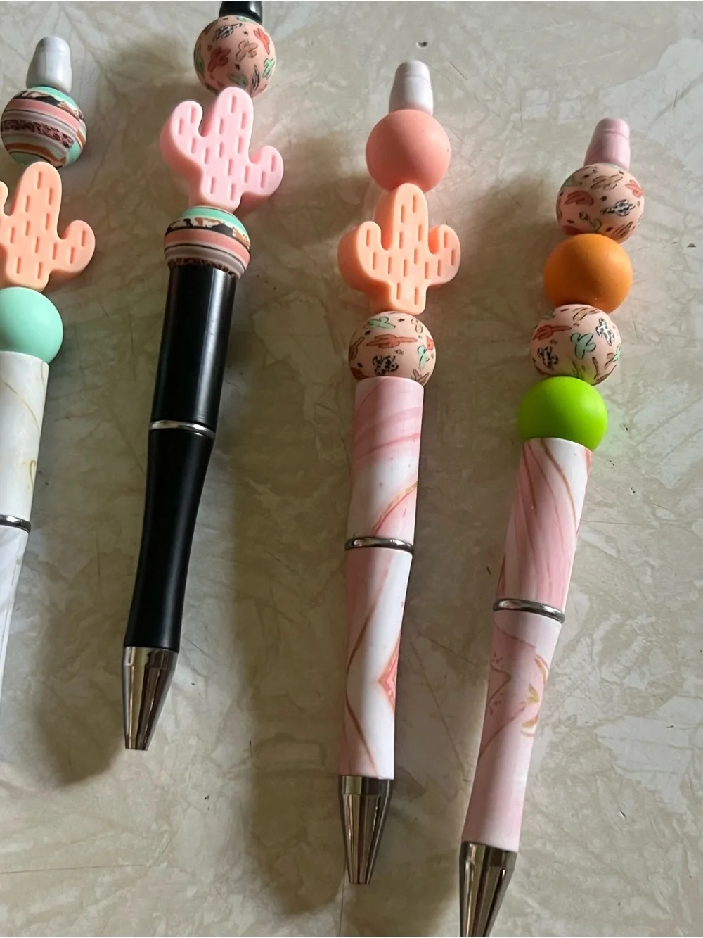 Cute Cactus Top Kids Ballpoint Pen - Pink & Mint M71